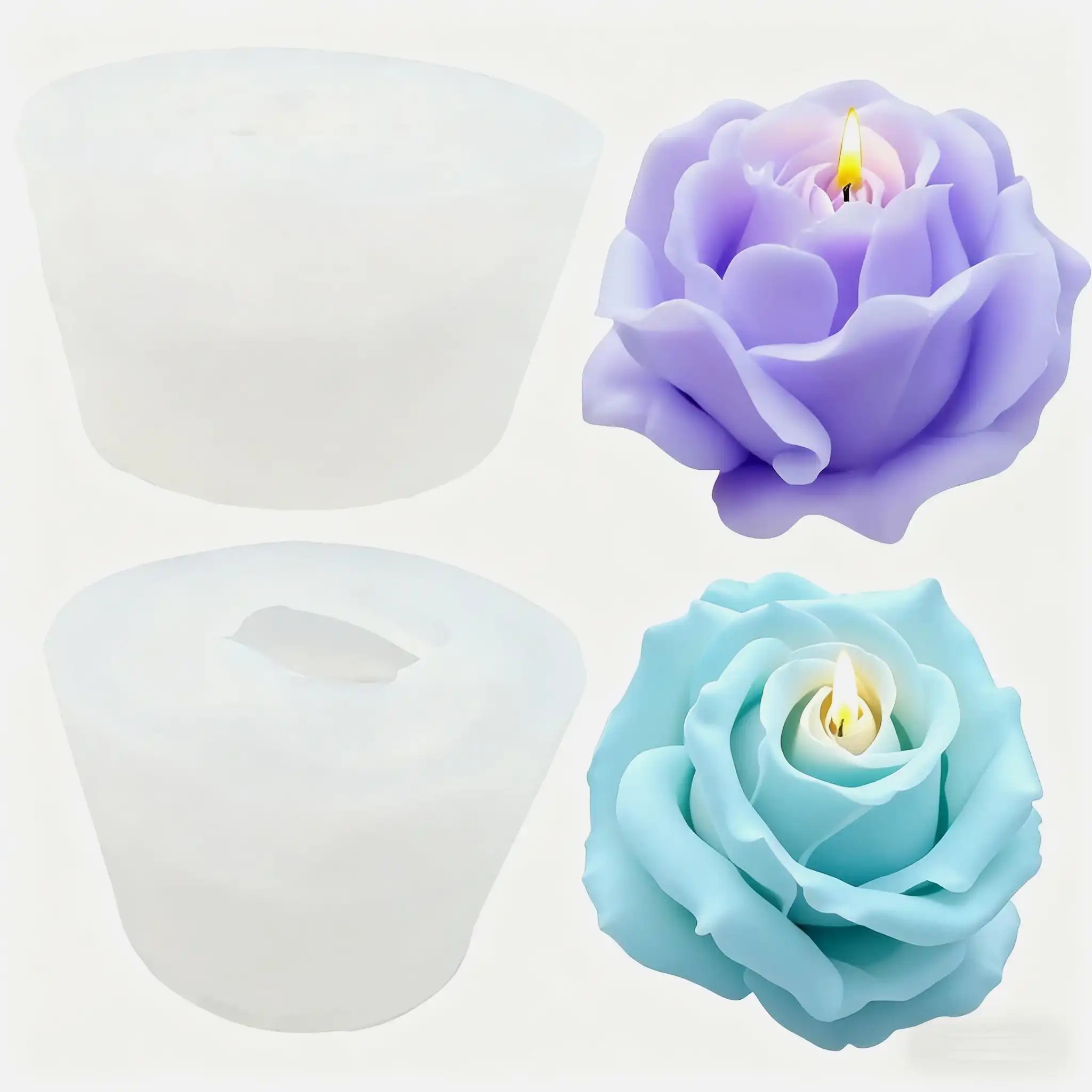 Soap Making Scents - 2-Piece Romantic 3D Rose Silicone Candle
