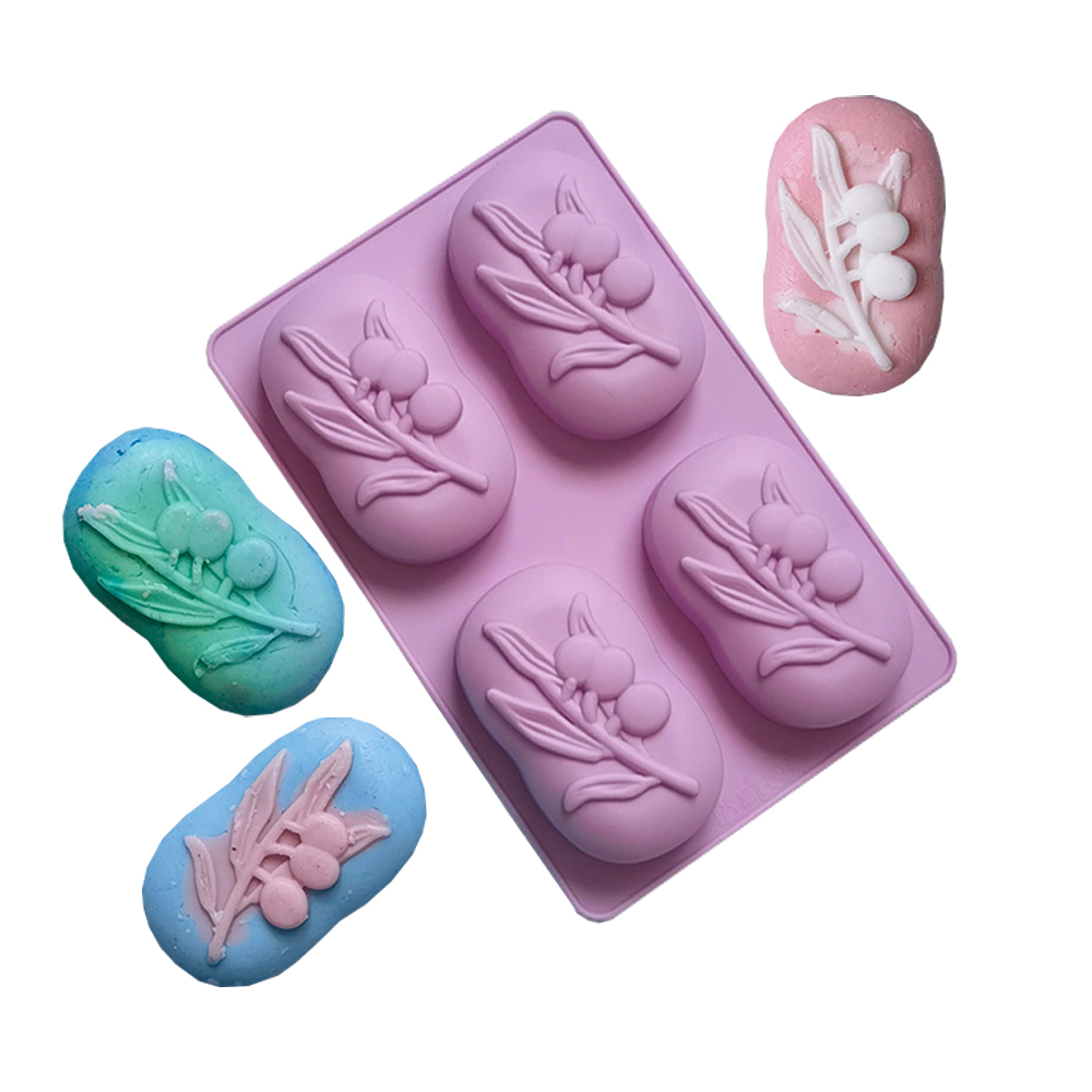 Soap Making Experiment - 4 Cavities Oval Olive Tree Silicone