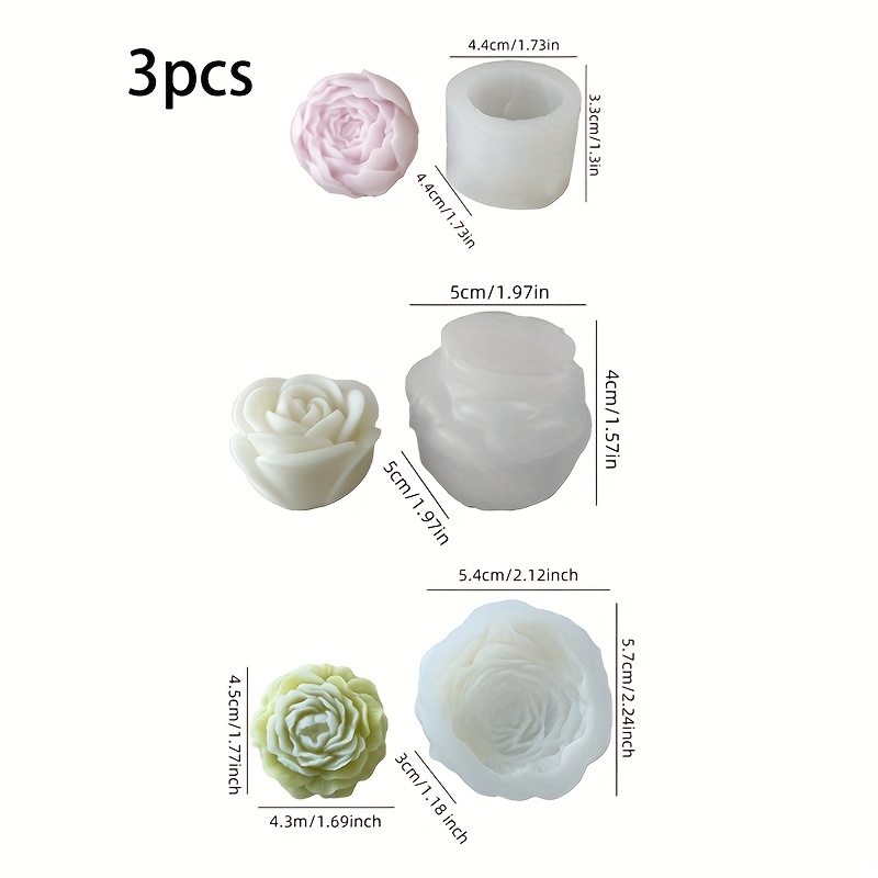 Soap Making Scents - 3Set of floral silicone candle molds，Perfect