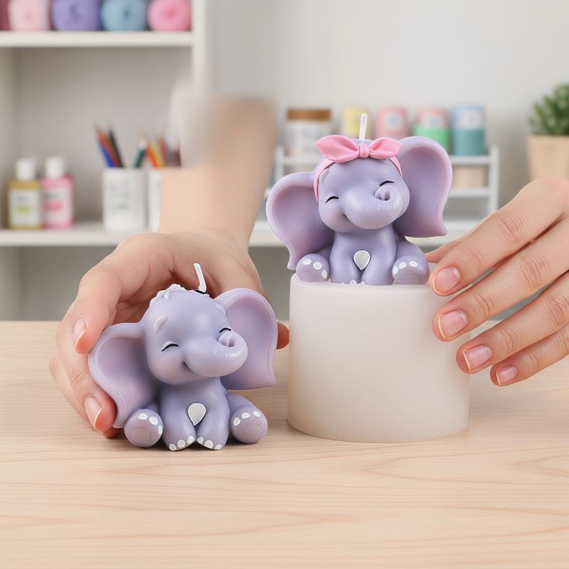 Soap Making Bar - Cute 3D Elephant Silicone Candle Mold