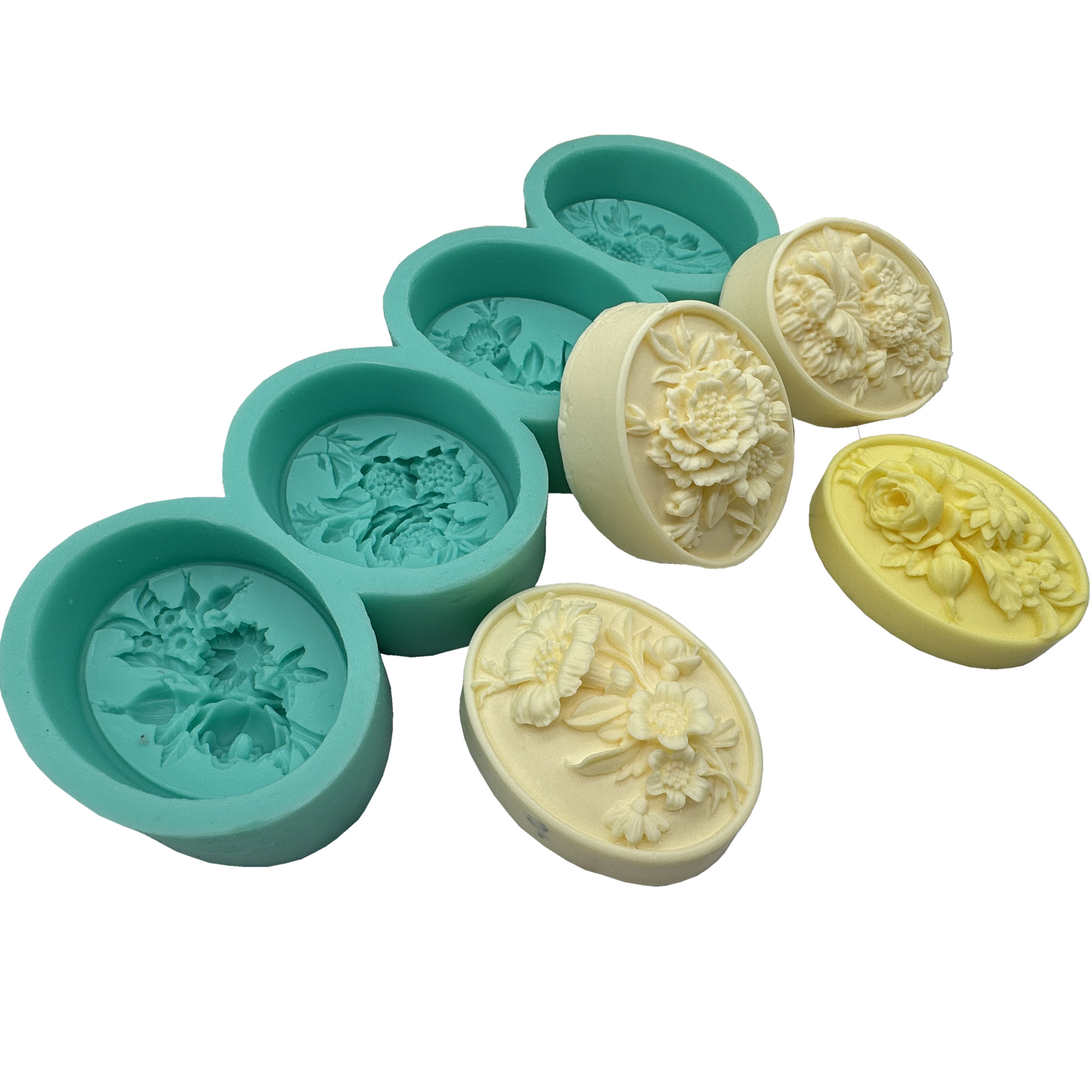 Soap Making Scents - 4Cavity Oval Flower 3D Soap Mold