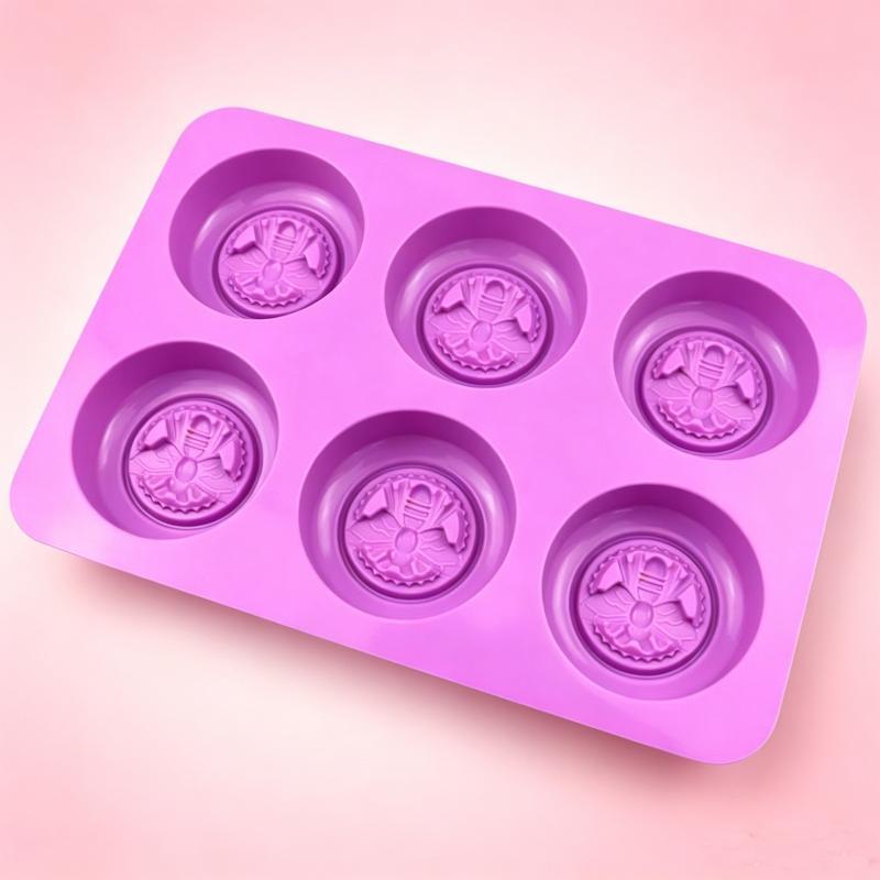 6 Cavity Round Bee Pattern Sil - Soap Making Scents ulasan dan harga