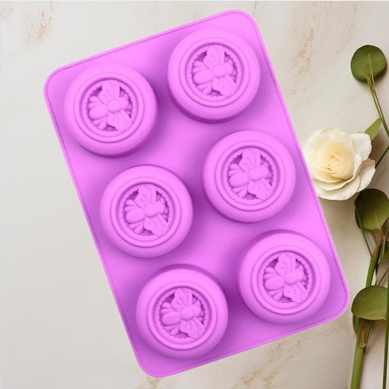 6 Cavity Round Bee Pattern Sil - Soap Making Scents ulasan dan harga